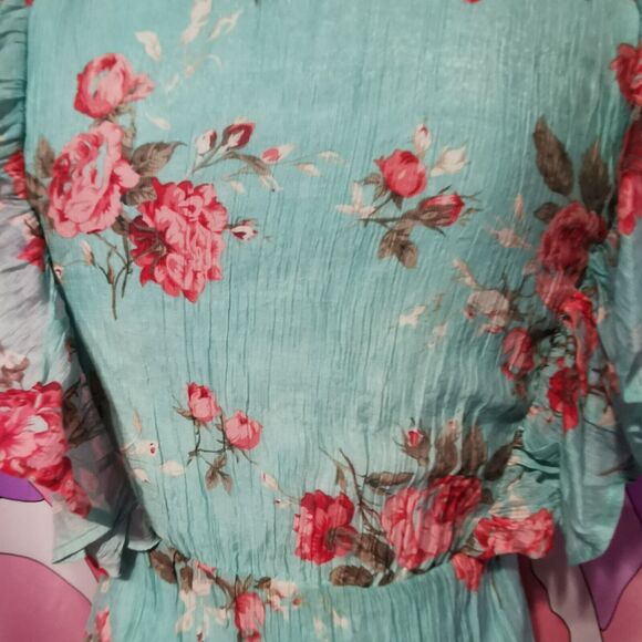 Cecil McBee Maxi Dress Size Small Floral Green Rose Gyaru Y2K Harajuku Kawaii S - Picture 5 of 13